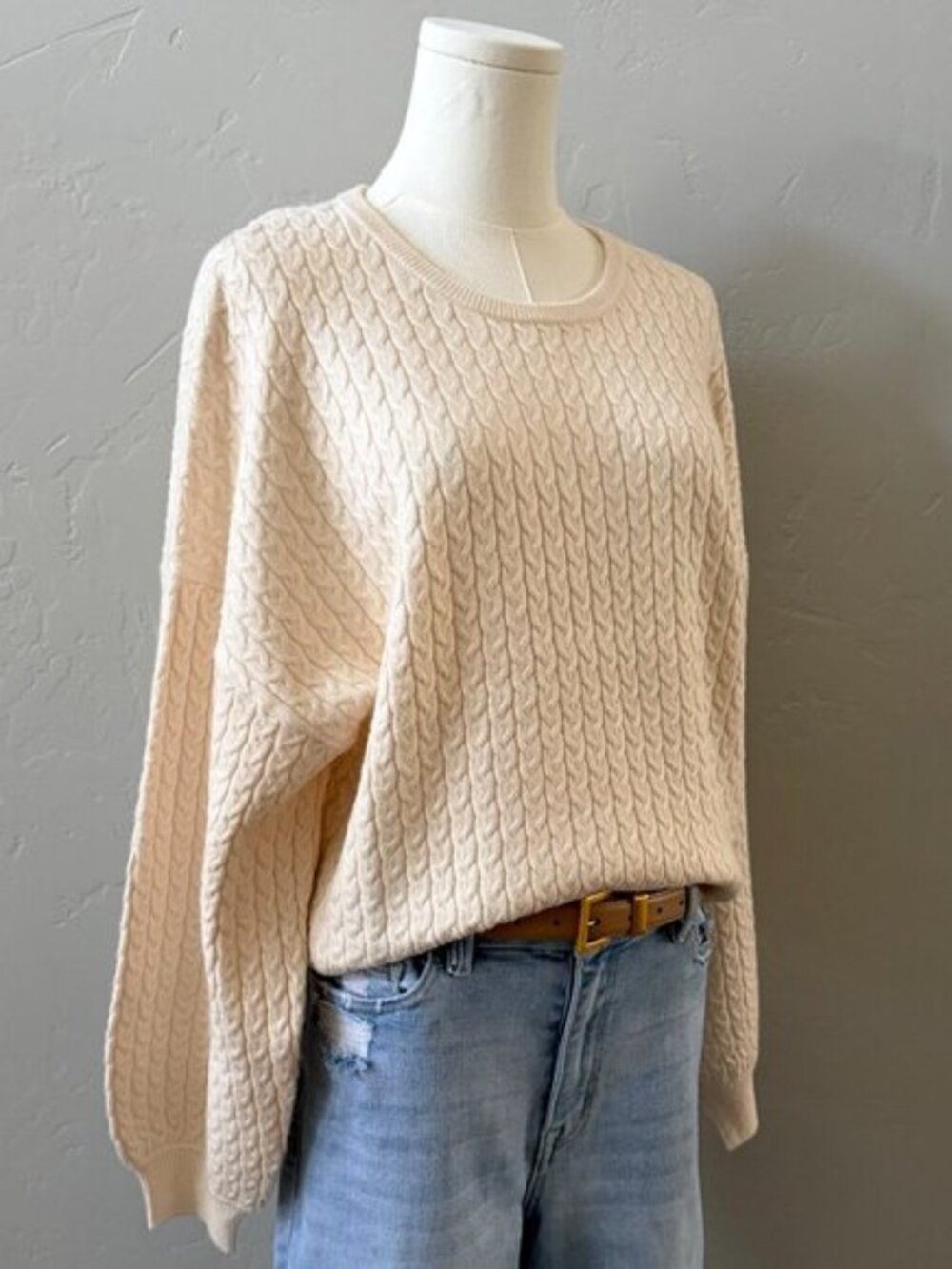 Philosophy Baby Cable Knit Pullover Sweater Ivory Crew Neck Balloon M NWT